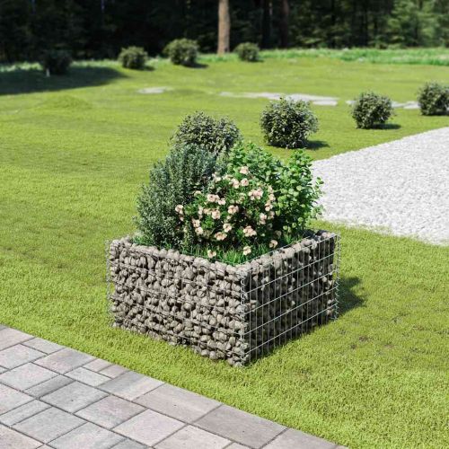 Габион повдигната леха, поцинкована стомана, 90x90x50 cм