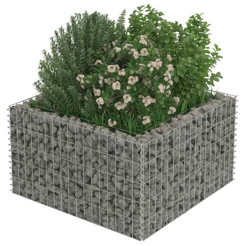 Габион повдигната леха, поцинкована стомана, 90x90x50 cм