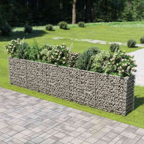 Габион повдигната леха, поцинкована стомана, 450x50x100 cм
