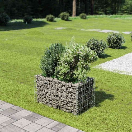 Габион повдигната леха, поцинкована стомана, 90x50x50 cм