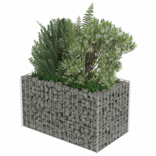 Габион повдигната леха, поцинкована стомана, 90x50x50 cм