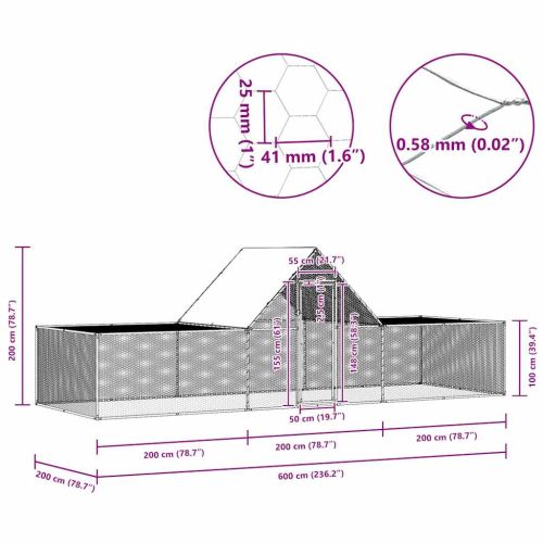 Птичарник, 6x2x2 м, поцинкована стомана