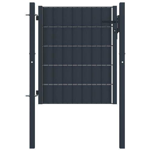 Оградна порта PVC и стомана 100x81 см, антрацит