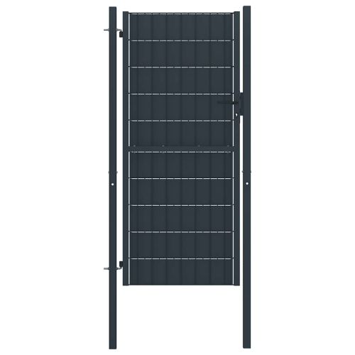 Оградна порта PVC и стомана 100x164 см, антрацит