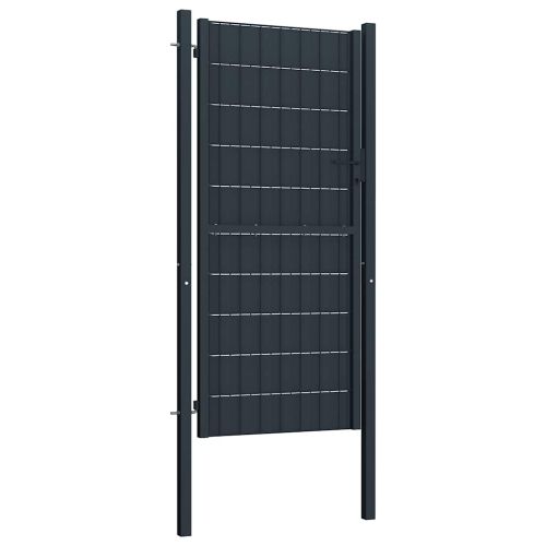 Оградна порта PVC и стомана 100x164 см, антрацит