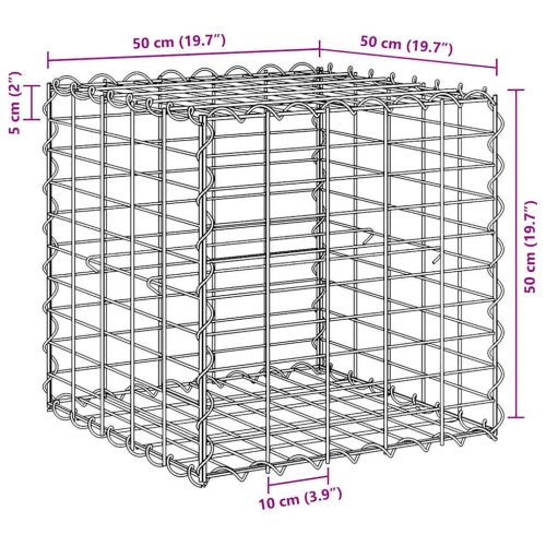 Кубичен габион повдигната леха, стоманена тел, 50x50x50 cм