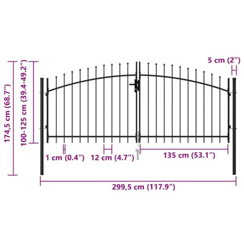Портална ограда Woerden с двойна врата с шипове отгоре 299,5x174,5 см