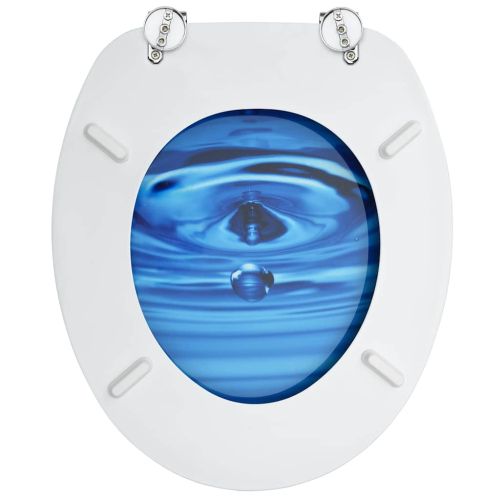WC тоалетна седалка с капак, МДФ, дизайн сини водни капки