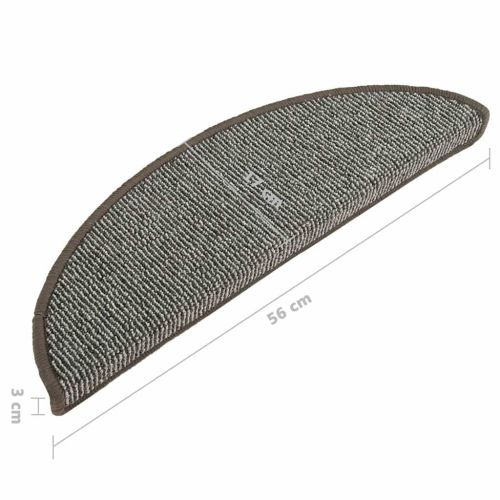 Изтривалки за стълби, 15 бр., 56x17x3 см, сиви, полукръгли