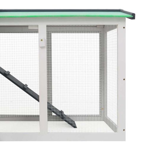 Външна голяма клетка за зайци, сиво и бяло, 145x45x84 см, дърво