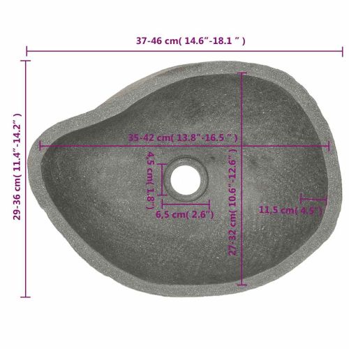 Мивка от речен камък, овална, (37-46)x(29-36) см