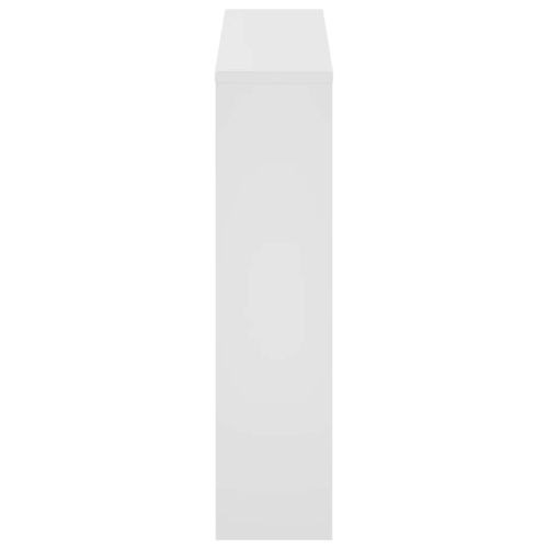 Шкаф за обувки с двойно огледало, бял, 63x17x67 cм