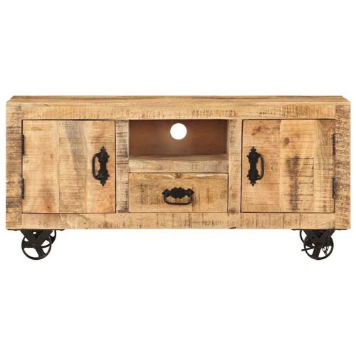 Шкаф за телевизор, груба мангова дървесина, 110x30x50 cм