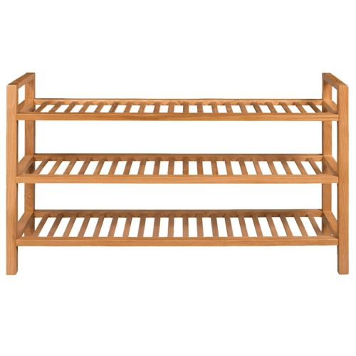 Поставка за обувки с 3 рафта, 100x27x60 см, дъбов масив