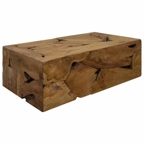 Маса за кафе, 90x50x30 см, естествена тикова дървесина, кафява