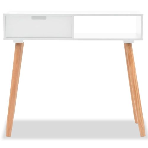 Конзолна маса, иглолистна дървесина масив, 80x30x72 cм, бяла