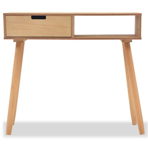 Конзолна маса, иглолистна дървесина масив, 80x30x72 cм, кафява