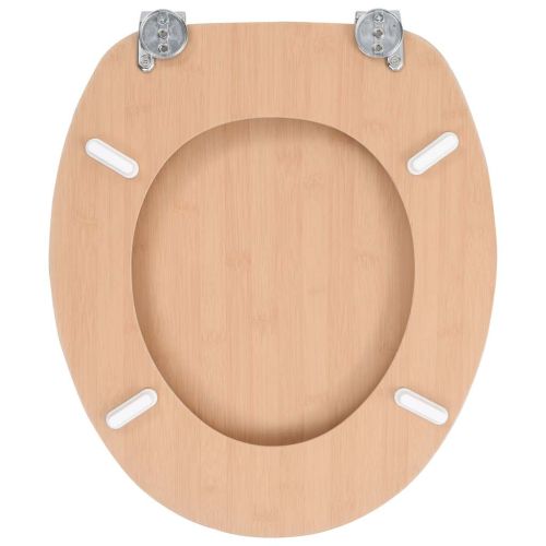 WC тоалетни седалки, 2 бр, с капаци, МДФ, дизайн бамбук