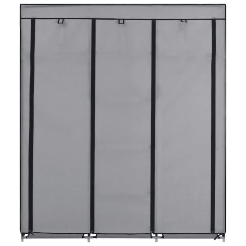 Гардероб с отделения и лостове, сив, 150x45x175 см, плат