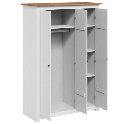 Гардероб с 3 врати, бял, 118x50x171,5 см, бор, Panama Range