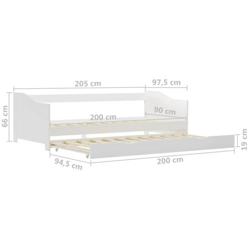 Рамка за легло разтегателен диван бяла борово дърво 90x200 см
