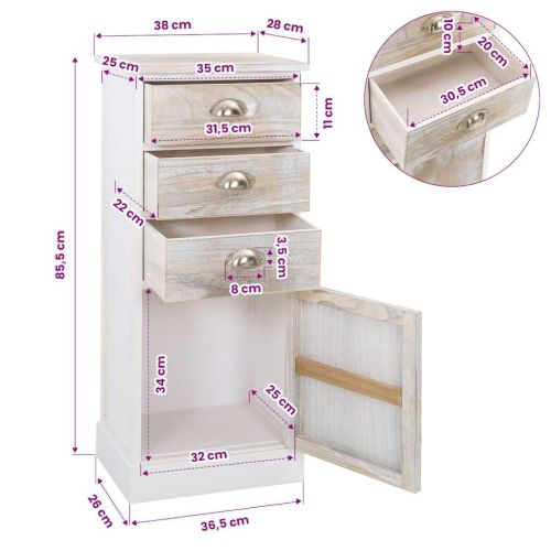 Страничен шкаф 38x28x86 см дърво пауловния