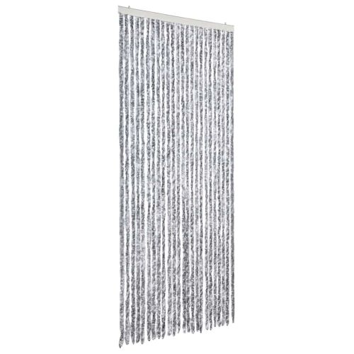 Завеса против насекоми, бяло и сиво, 100x220 см, шенил