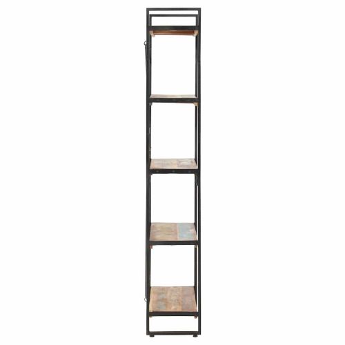 Библиотека с 5 рафта, 90x30x180 см, регенерирано дърво масив