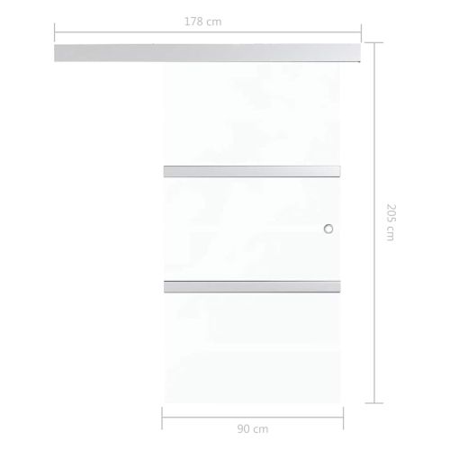 Плъзгаща врата с меки стопери, ESG стъкло и алуминий, 90x205 см