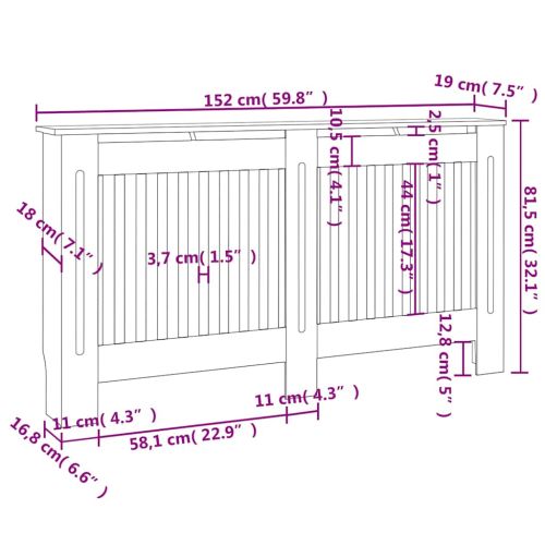 Параван за радиатор, антрацит, 152x19x81,5 см, инженерно дърво