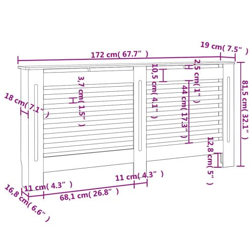 Параван за радиатор, антрацит, 172x19x81,5 см, МДФ