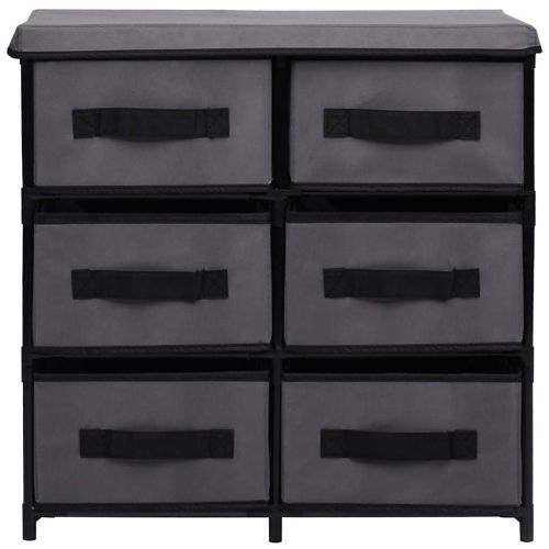 Шкаф за съхранение с 6 чекмеджета, 55x29x55 см, сив, стомана