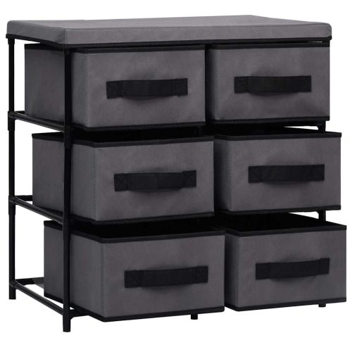 Шкаф за съхранение с 6 чекмеджета, 55x29x55 см, сив, стомана