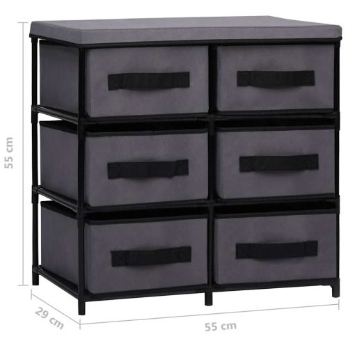 Шкаф за съхранение с 6 чекмеджета, 55x29x55 см, сив, стомана