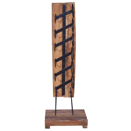 Стойка за вино за 6 бутилки, 35x35x100 см, тиково дърво масив