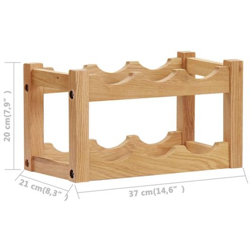 Стойка за вино за 6 бутилки, 37x21x21 см, дъбов масив
