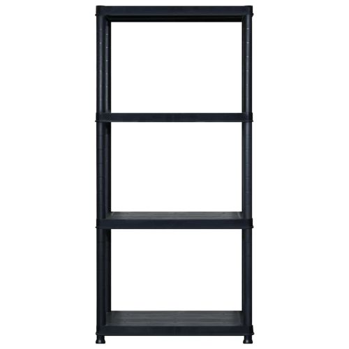 Стелаж за съхранение с 4 рафта черен 183x30,5x130 см пластмаса