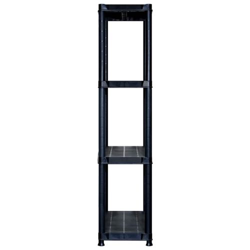 Стелаж за съхранение с 4 рафта черен 183x30,5x130 см пластмаса