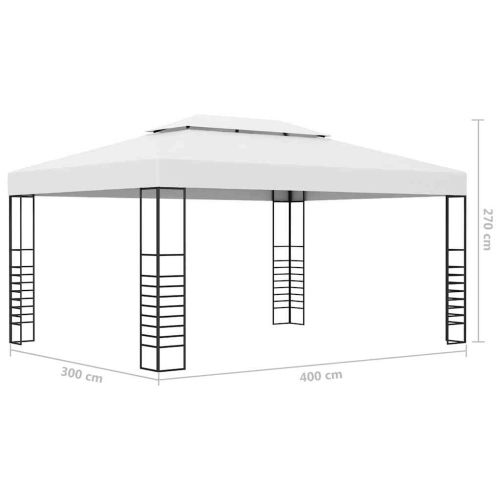 Шатра с LED светещи стрингове, 4x3x2,7 м, бяла