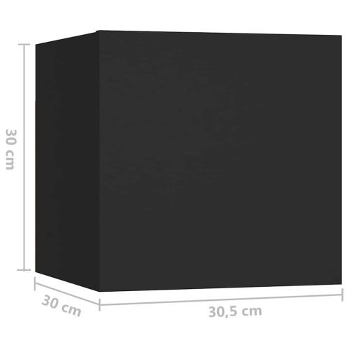 Нощни шкафчета, 2 бр, черни, 30,5x30x30 см, инженерно дърво