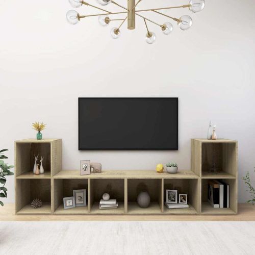 ТВ шкафове, 4 бр, дъб сонома, 72x35x36,5 см, инженерно дърво
