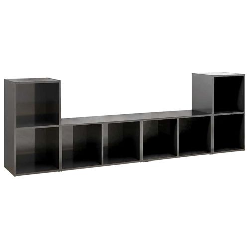 ТВ шкафове, 4 бр, сив гланц, 72x35x36,5 см, инженерно дърво