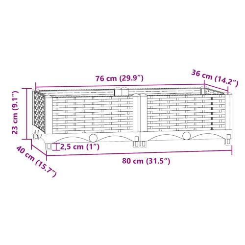 Повдигната леха, 80x40x23 см, полипропилен