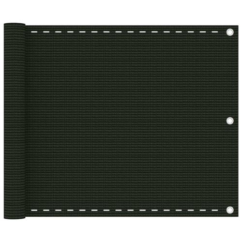 Балконски параван, тъмнозелен, 75x500 см, HDPE