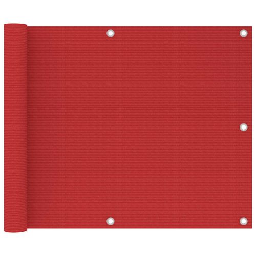Балконски параван, червен, 75x600 см, HDPE