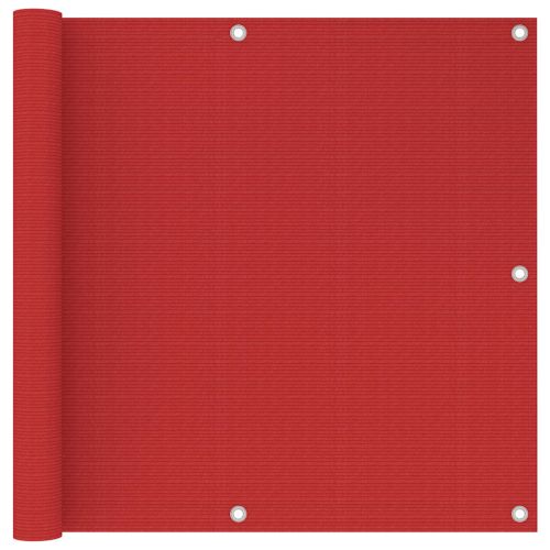 Балконски параван, червен, 90x500 см, HDPE