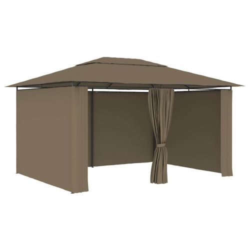 Градинска шатра със завеси, 4x3 м, таупе, 180 г/м²
