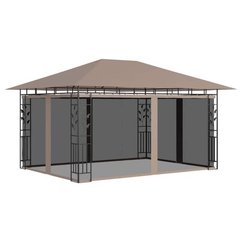 Шатра с мрежа против комари, 4x3x2,73 м, таупе, 180 г/м²