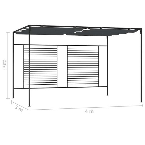 Шатра с прибиращ се покрив, 4x3x2,3 м, антрацит, 180 г/м²