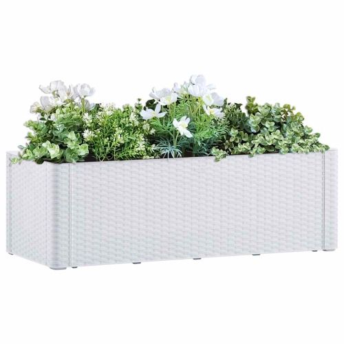 Градинска повдигната леха, самополивна, бяла, 100x43x33 см
